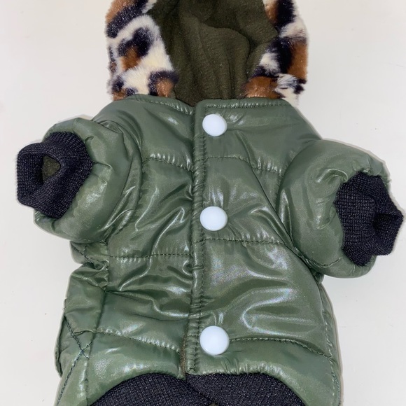 PETS - TINY DOG PUFFER COAT/JACKET - FLEECE LINES - HOOD w/Snaps - NEVER WORN - Picture 3 of 10